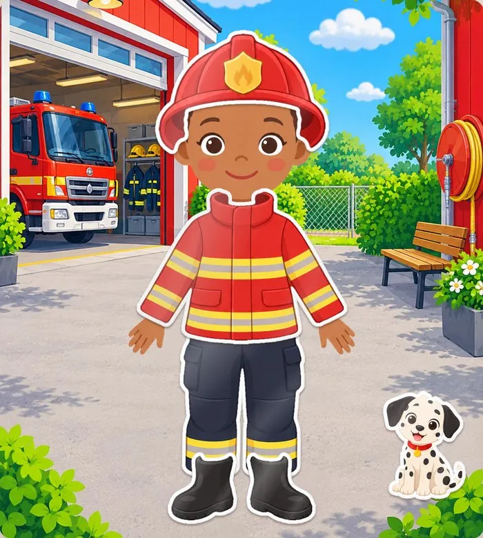 The Firefighter, fully dressed
